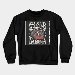 best-surfing-california-poster-with-surfer-board-illustration Crewneck Sweatshirt